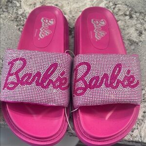 NEW Barbie ladies Hot Pink Rhinestone Slide Sandals